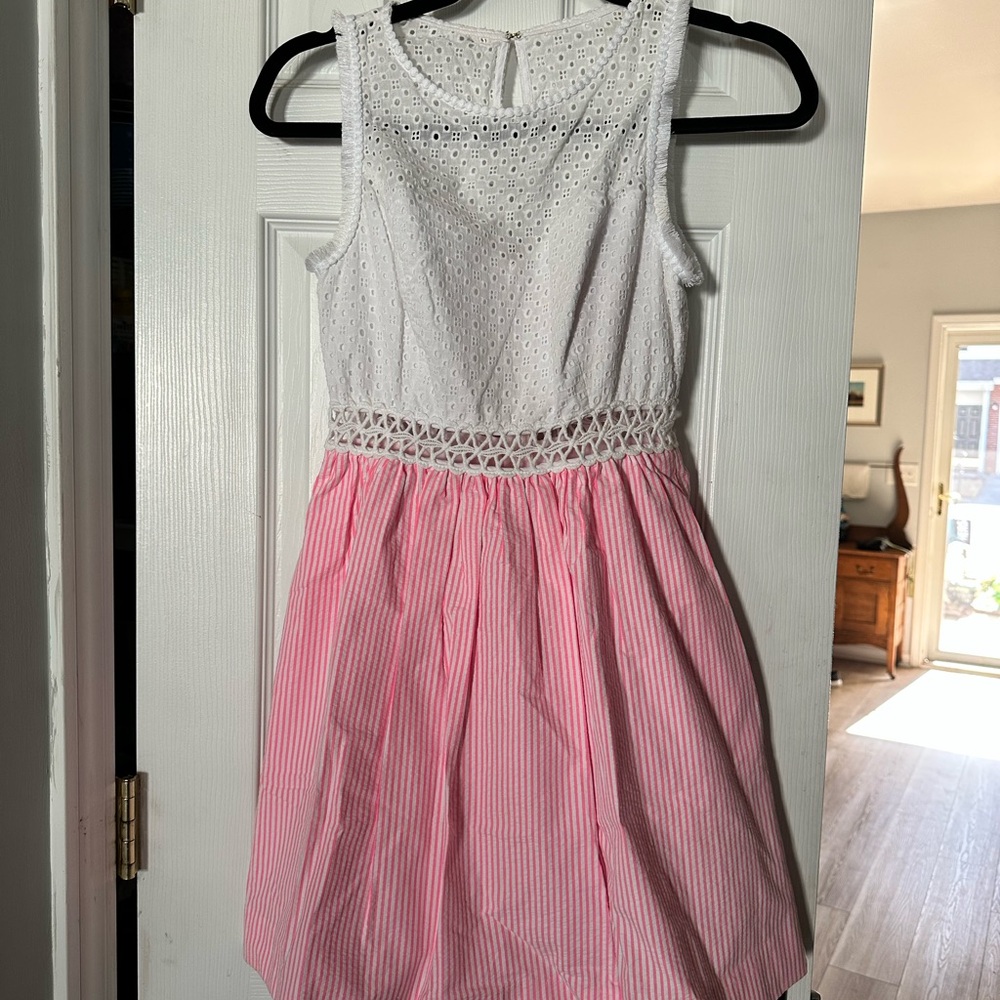 Lilly Pulitzer White Eyelet and Pink Striped Dress